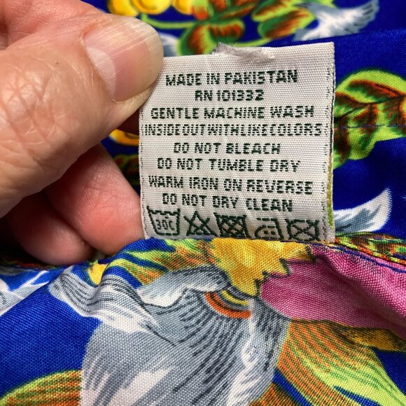 Island Shirtworks Men's Shirt, Size Large, Hawaiian Tropical Birds White Lotus - Picture 9 of 9